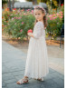 Ivory Lace Classic Flower Girl Dress First Communion Dress